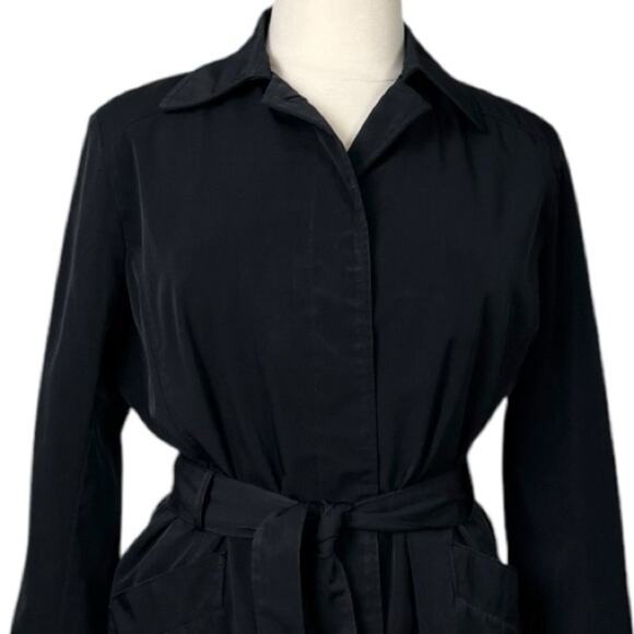 London Fog Trench Coat Classic Black Belted Button Front Women’s Size XL - Picture 5 of 11